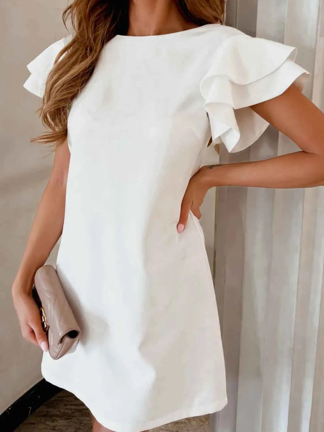Ruffled Layered Short Sleeve Mini Dress - DevilShop