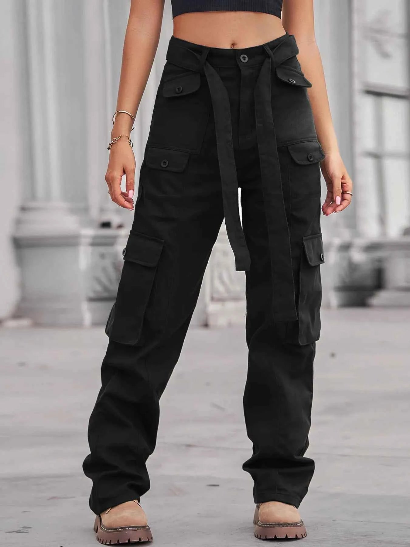 Jean cargo taille haute multi-poches - DevilShop