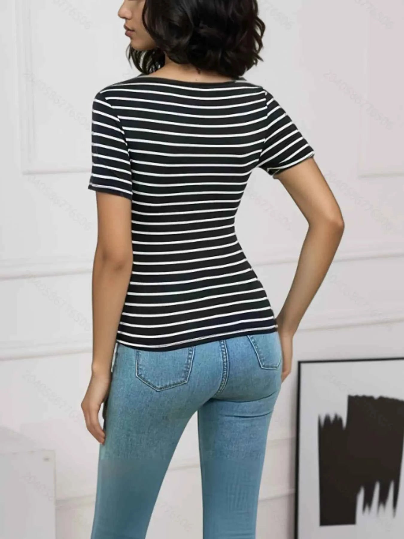 T-shirt rayé à manches courtes - DevilShop