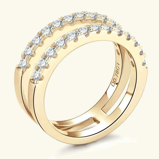 925 Sterling Silver Moissanite Double Layered Ring - DevilShop