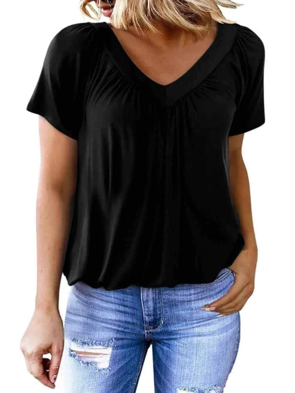 T-shirt à manches courtes et col en V - DevilShop