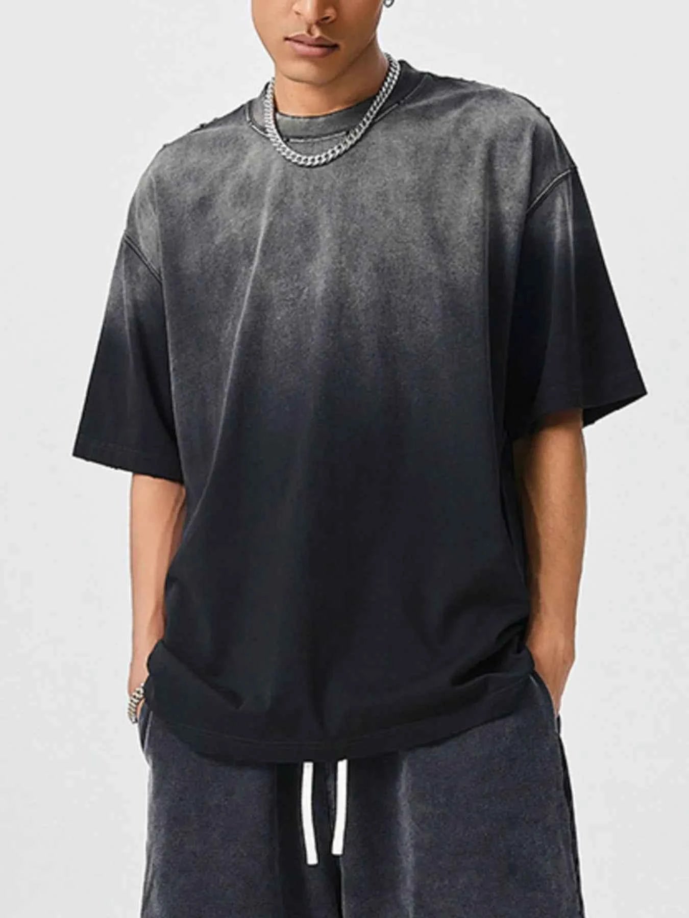 T-shirt surdimensionné dégradé à manches courtes - Confort et style moderne - DevilShop