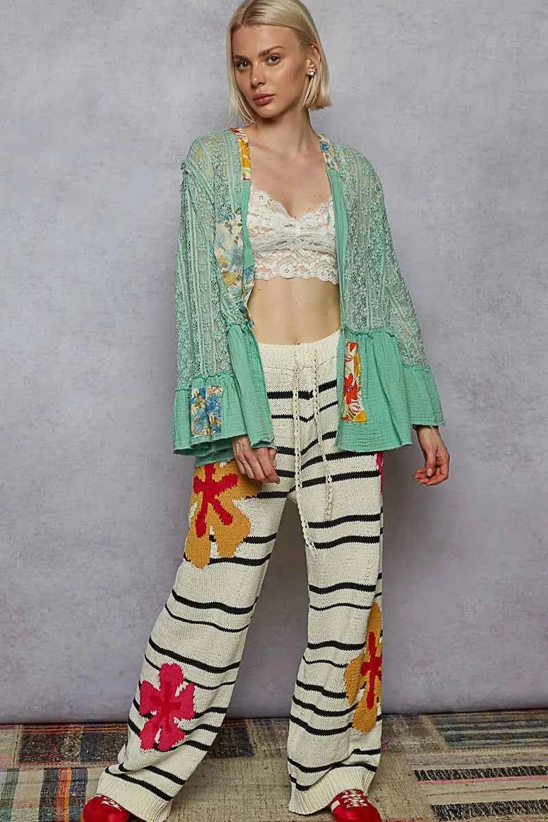 Cardigan dentelle élégant à ourlet à volants pour un style sophistiqué - DevilShop