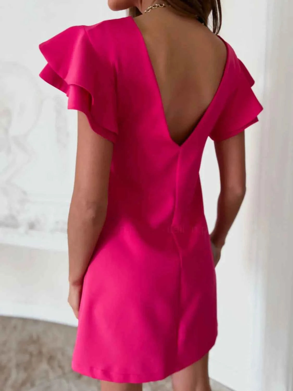 Ruffled Layered Short Sleeve Mini Dress - DevilShop