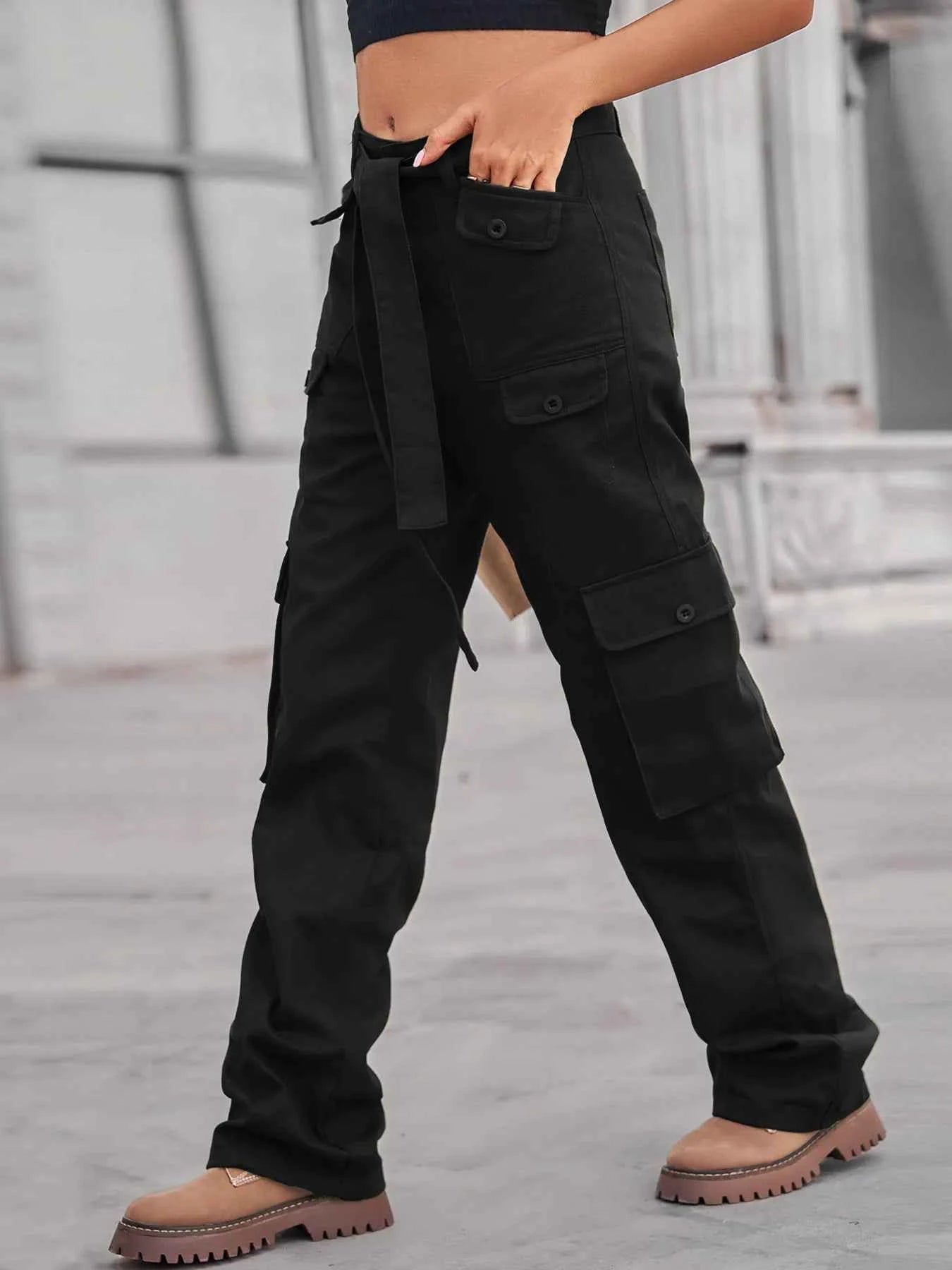 Jean cargo taille haute multi-poches - DevilShop