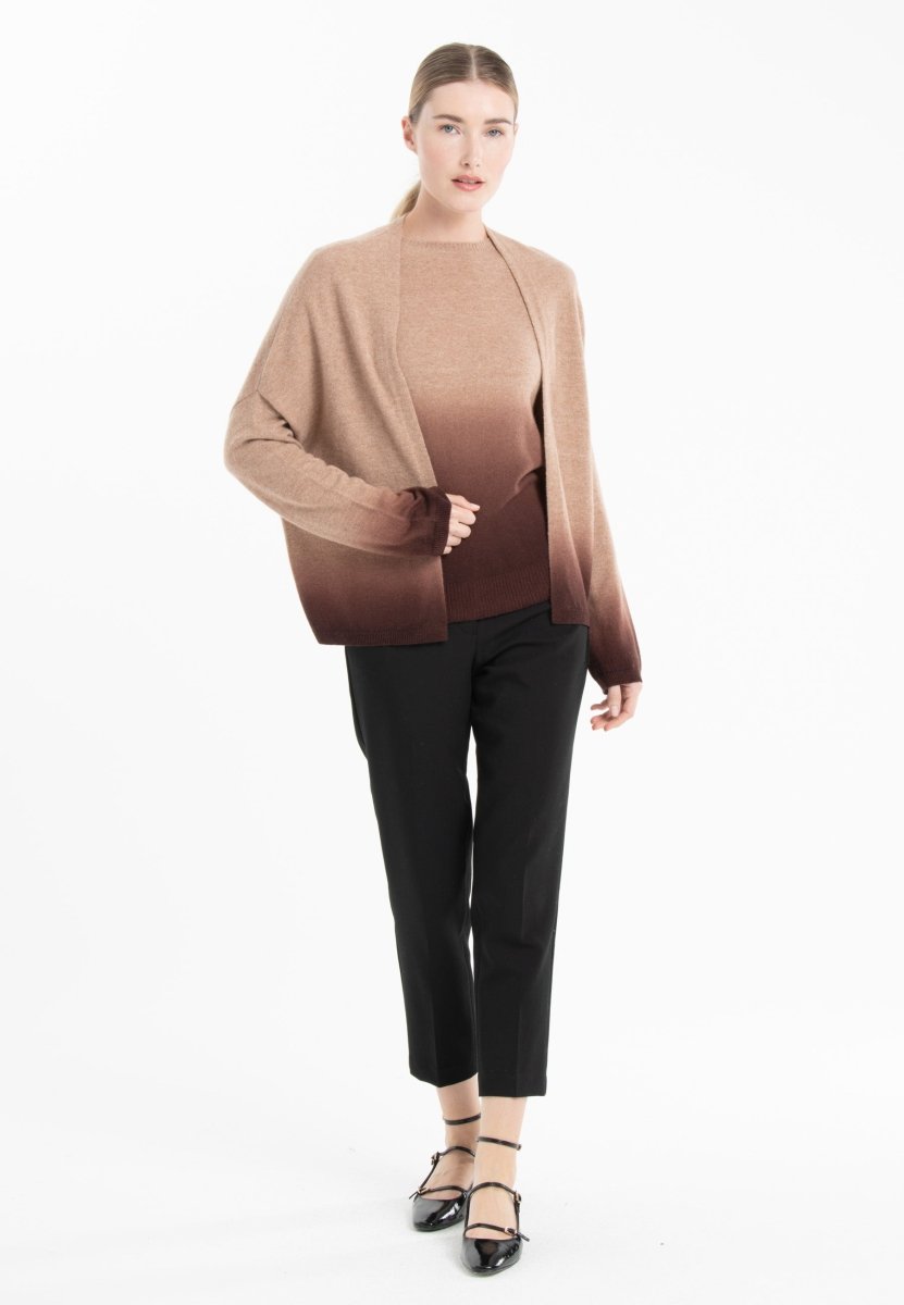 Veste femme en cachemire tie & dye camel & marron - NAMI 12