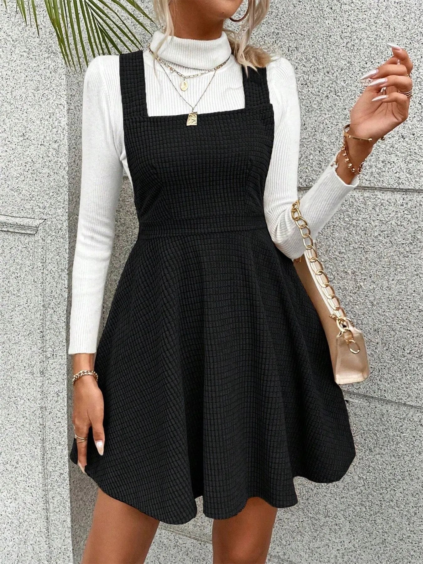 Crisscross Back Square Neck Mini Dress - DevilShop