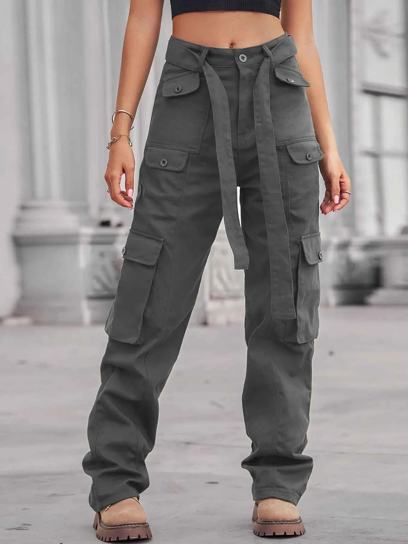 Jean cargo taille haute multi-poches - DevilShop