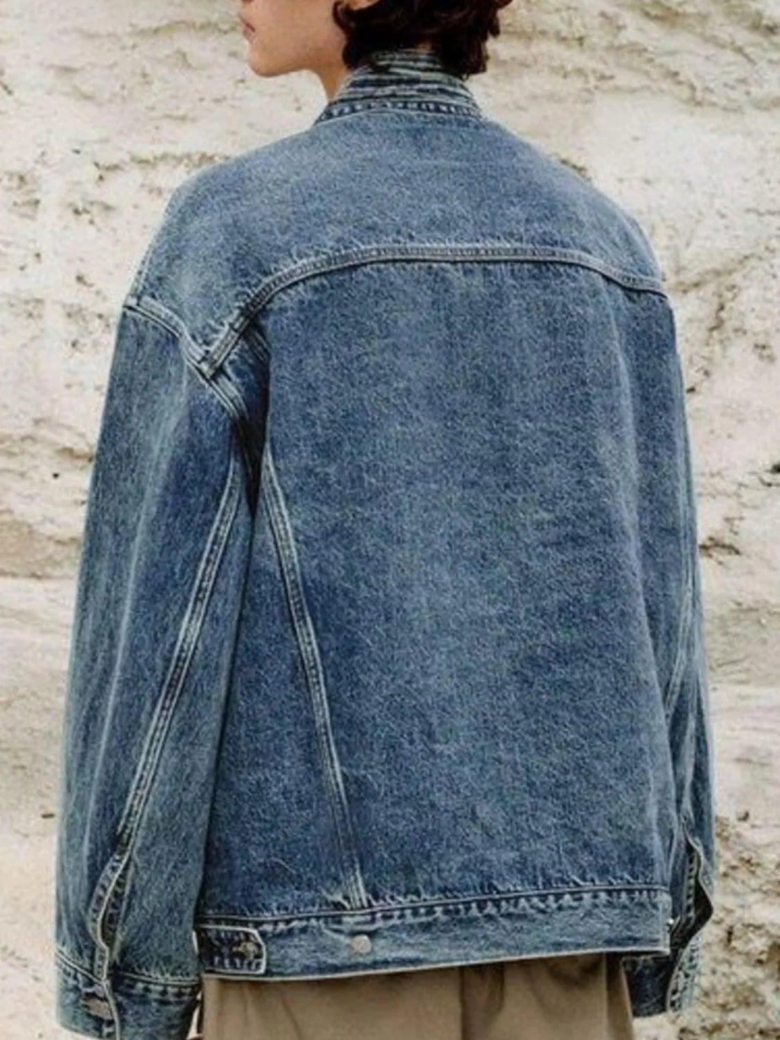 Men's Plus Size Washed Tied Long Sleeve Denim Jacket - DevilShop