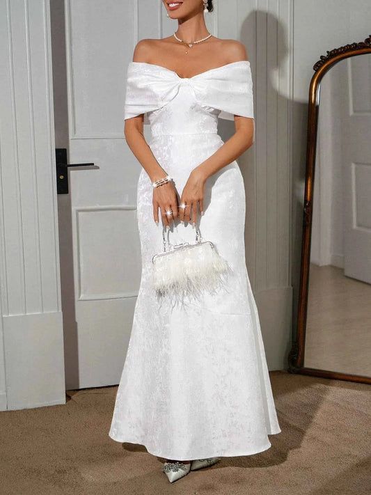 Bow Off-Shoulder Maxi Dress - DevilShop