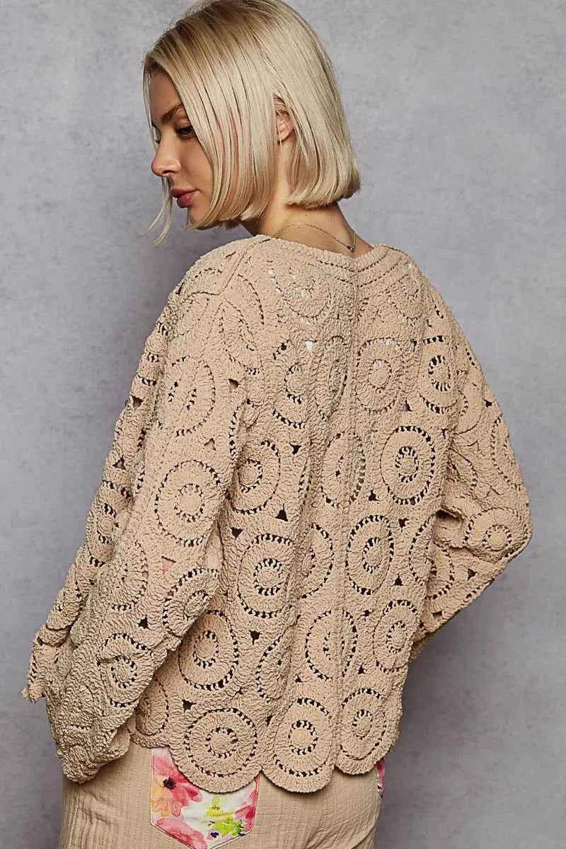 Cardigan au crochet boutonné pour un style élégant et décontracté - Votre essentiel mode - DevilShop