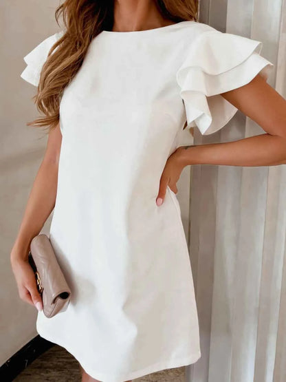 Ruffled Layered Short Sleeve Mini Dress - DevilShop