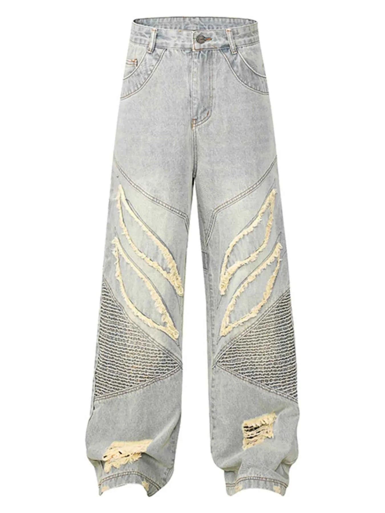 Jean ample effiloché à ourlet tendance - DevilShop