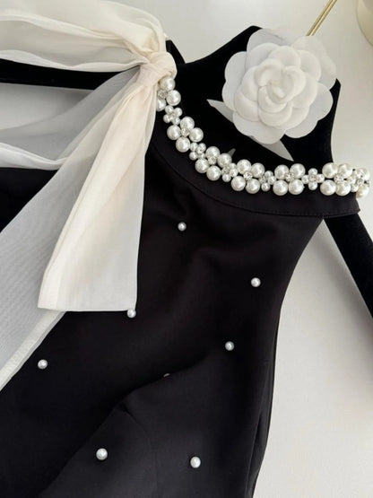 Pearl Detail Sleeveless Mini Dress - DevilShop