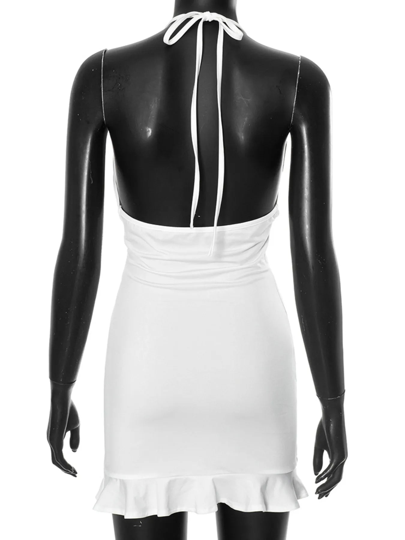 Ruffled Hem Halter Neck Mini Dress - DevilShop