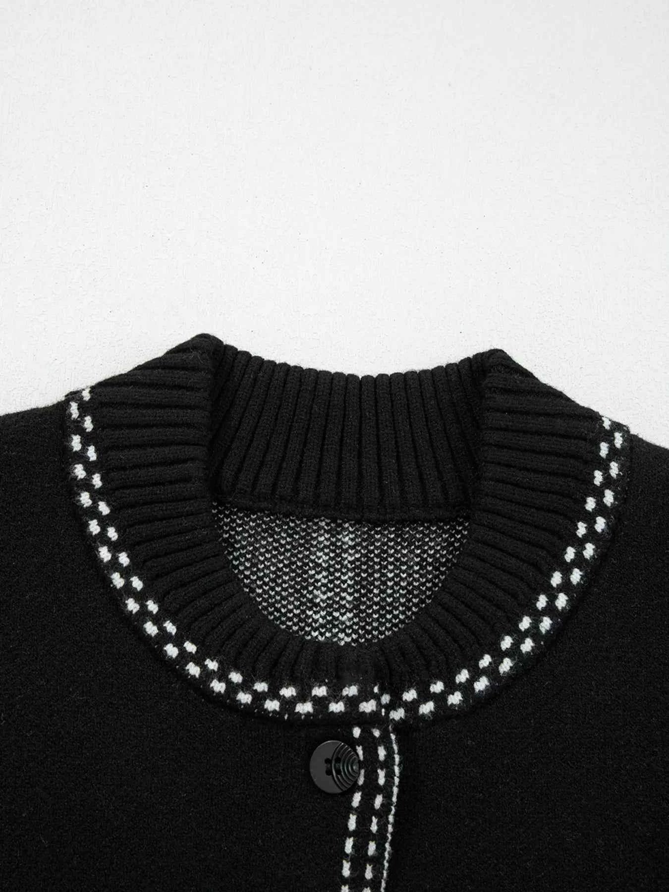 Contrast Trim Button up Sweater Cardigan