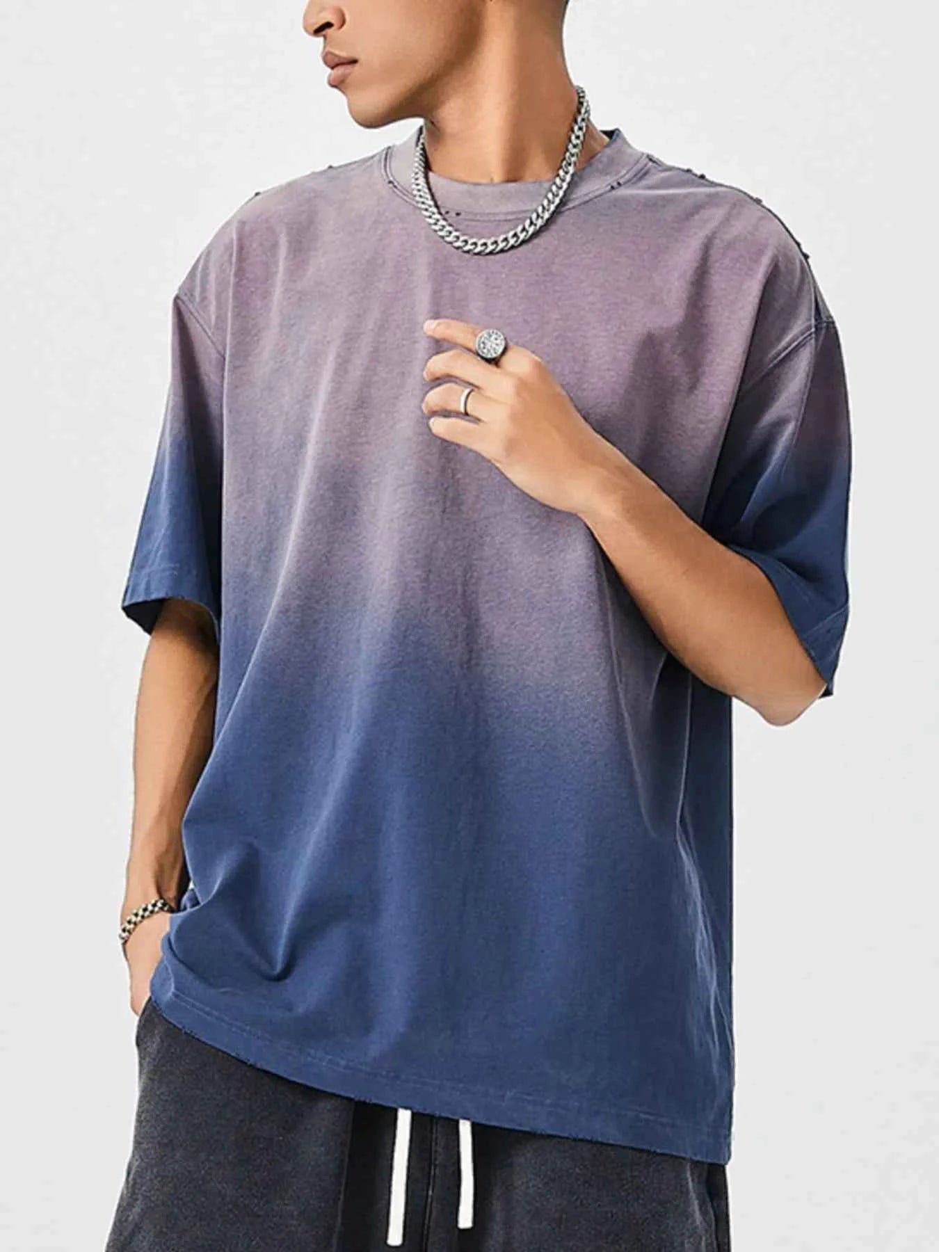 T-shirt surdimensionné dégradé à manches courtes - Confort et style moderne - DevilShop