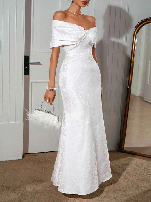 Bow Off-Shoulder Maxi Dress - DevilShop