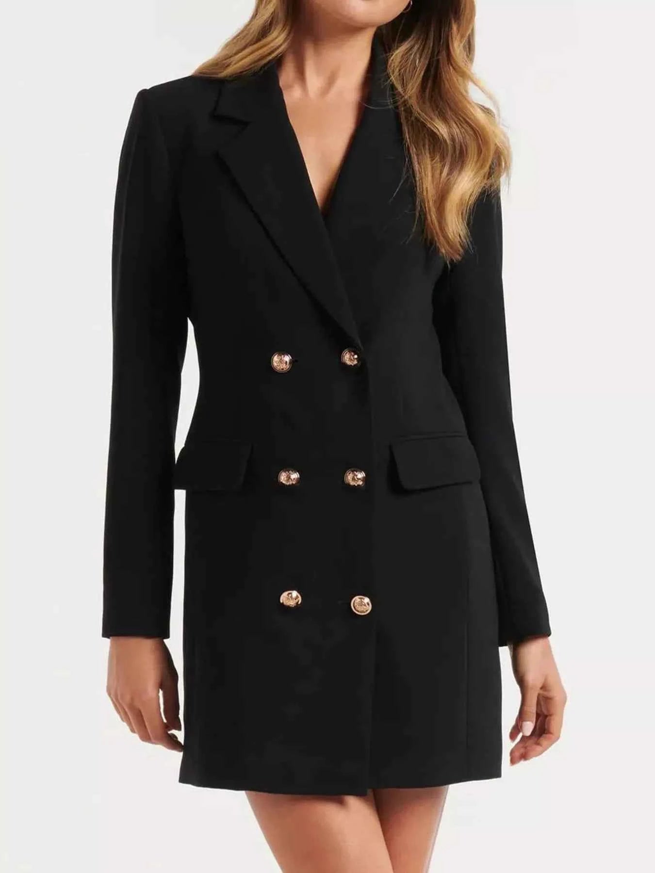 Double-Breasted Long Sleeve Blazer Dress