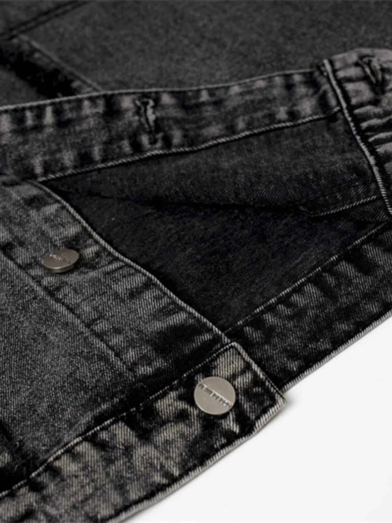 Veste en jean sans manches à boutonnage et ourlet brut - DevilShop