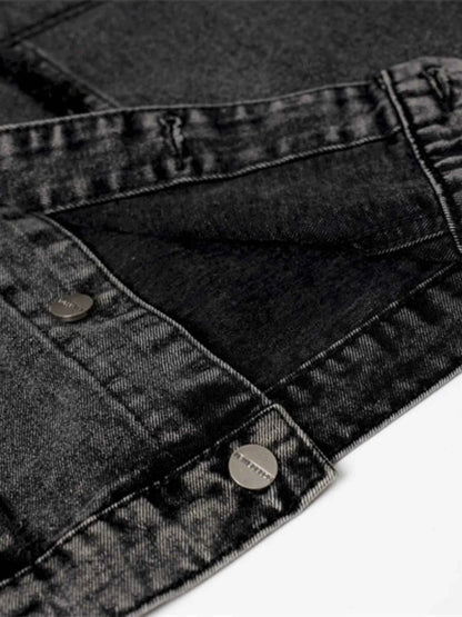 Veste en jean sans manches à boutonnage et ourlet brut - DevilShop