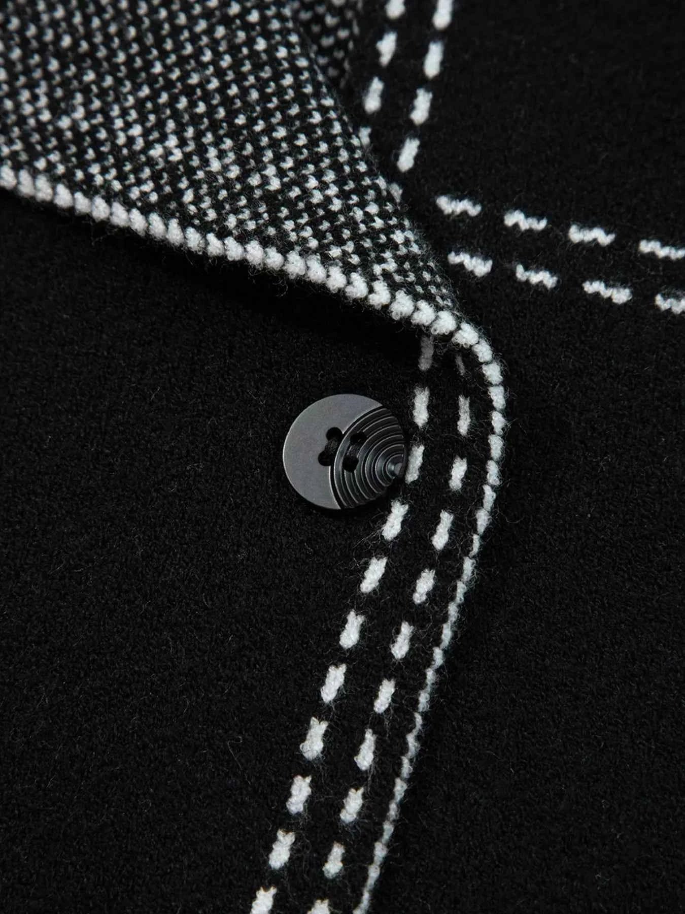 Contrast Trim Button up Sweater Cardigan