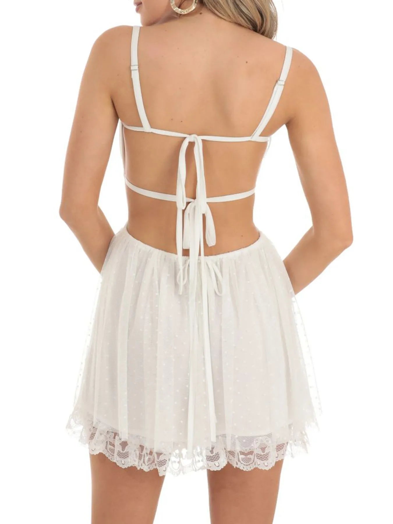 Lace Backless Mini Cami Dress - DevilShop