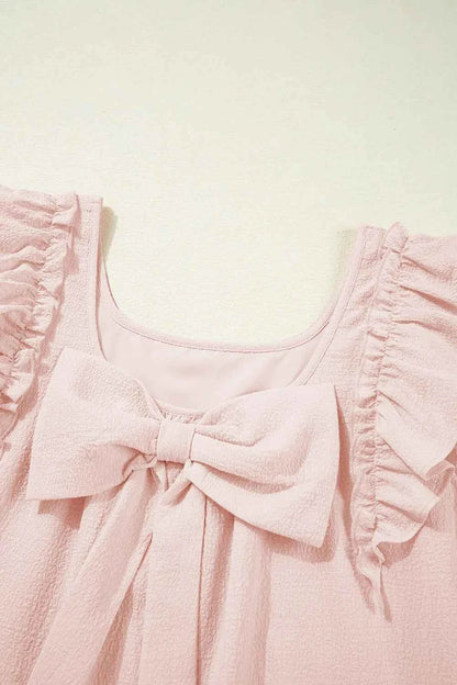 Mini-robe à manches volantées et nœud dans le dos - DevilShop
