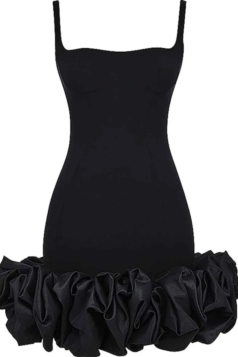 Ruched Square Neck Sleeve Mini Dress - DevilShop
