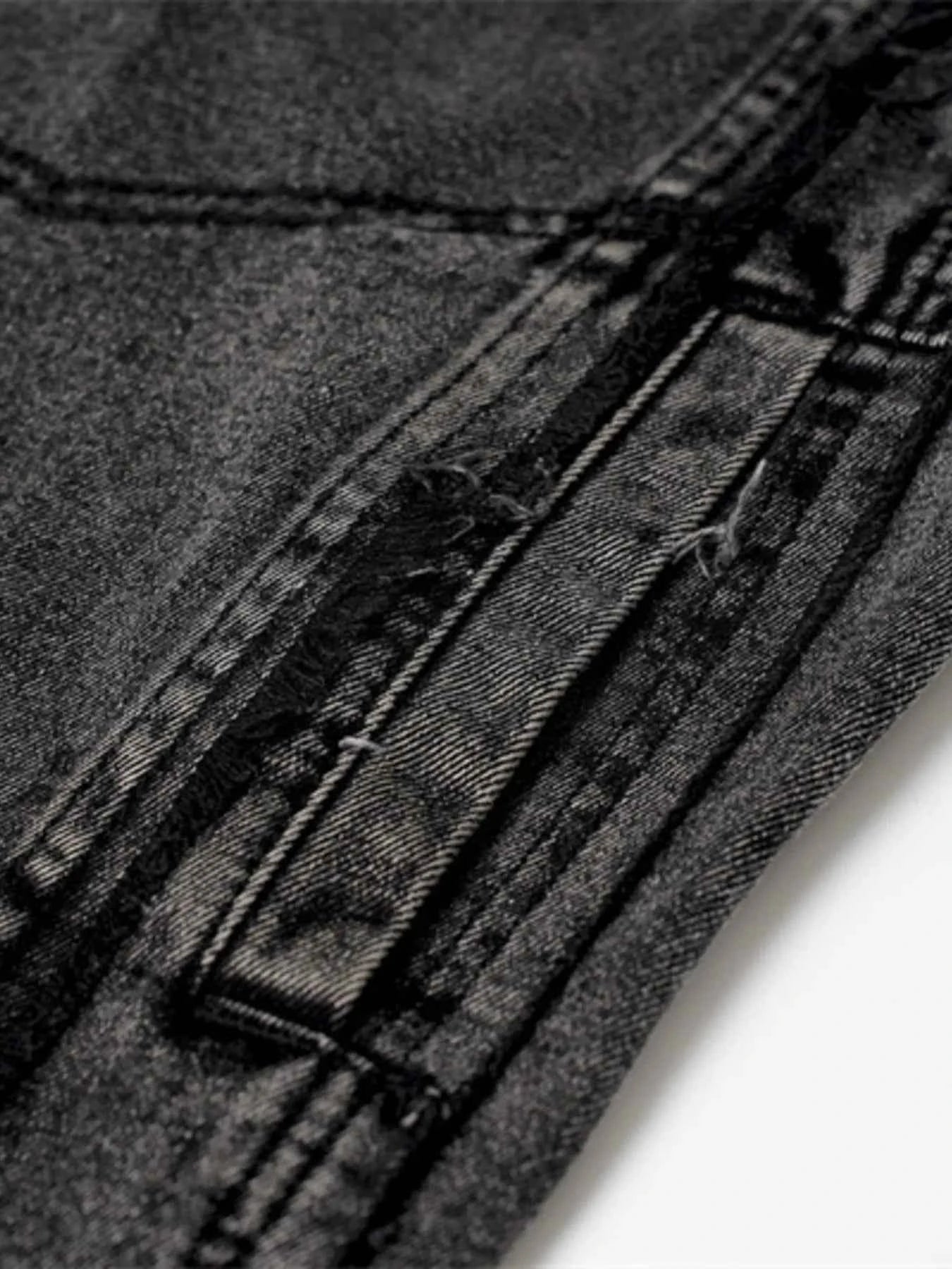 Veste en jean sans manches à boutonnage et ourlet brut - DevilShop