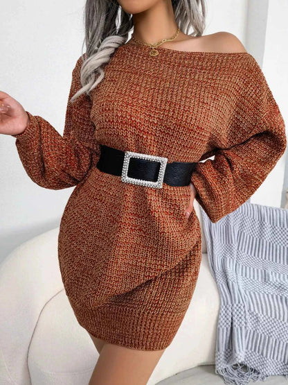 Multi-Color One-Shoulder Sweater Dress