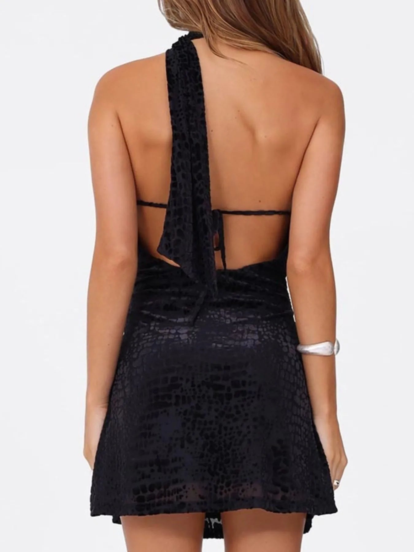 Asymmetrical Halter Neck Mini Dress - DevilShop