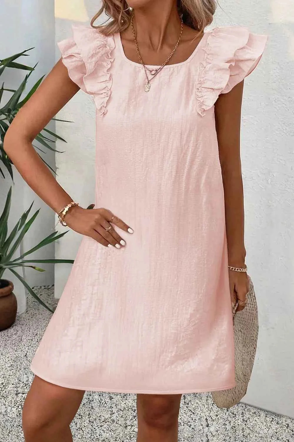 Mini-robe à manches volantées et nœud dans le dos - DevilShop