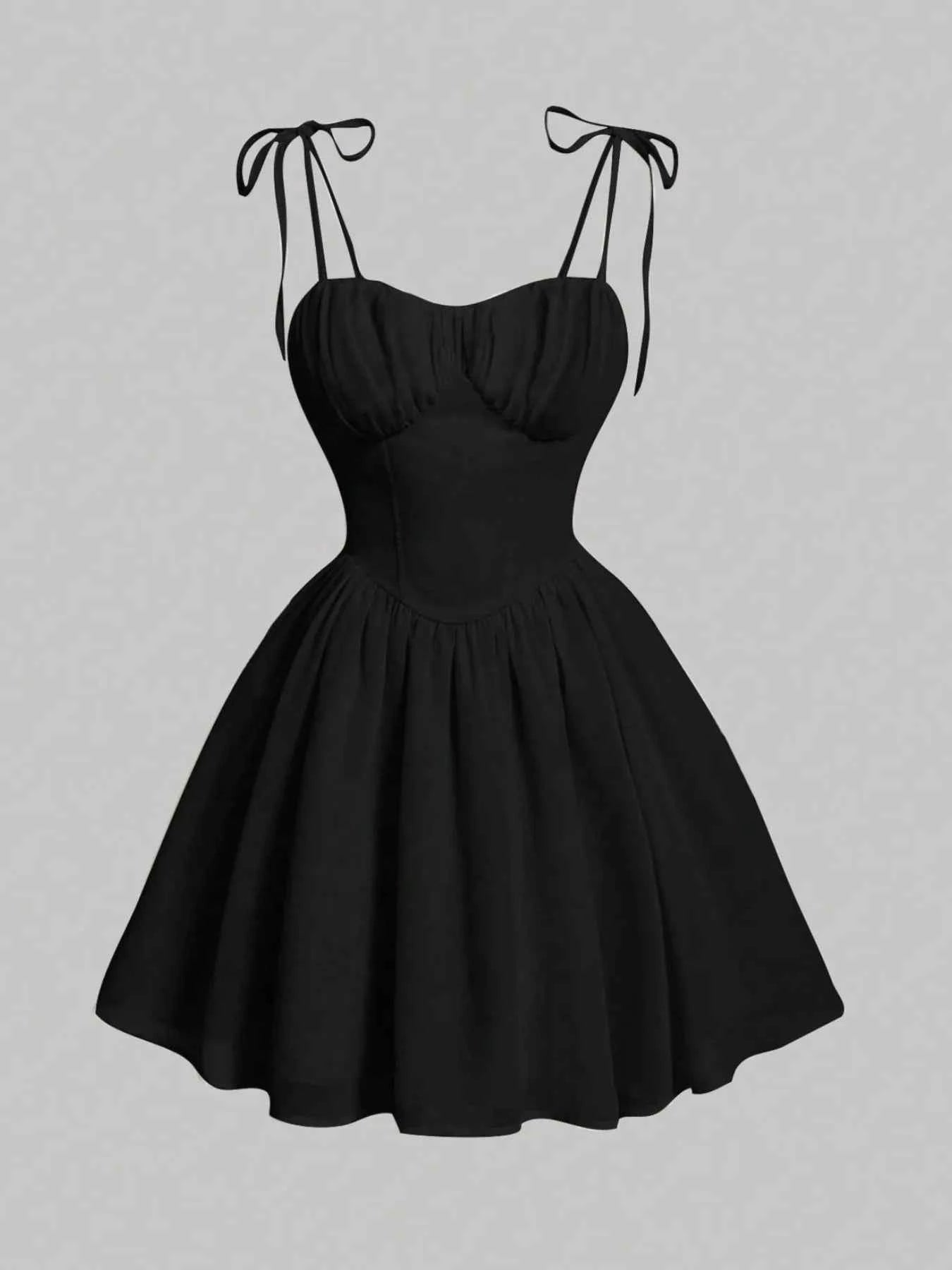 Sweetheart Neck Tie Shoulder Dress - DevilShop