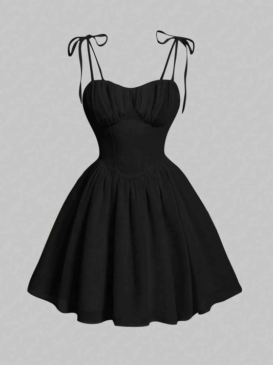 Sweetheart Neck Tie Shoulder Dress - DevilShop
