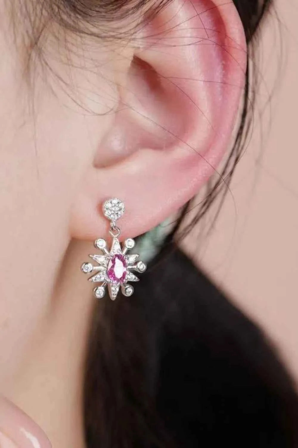 1 Carat Moissanite 925 Sterling Silver Moon & Star Earrings - DevilShop