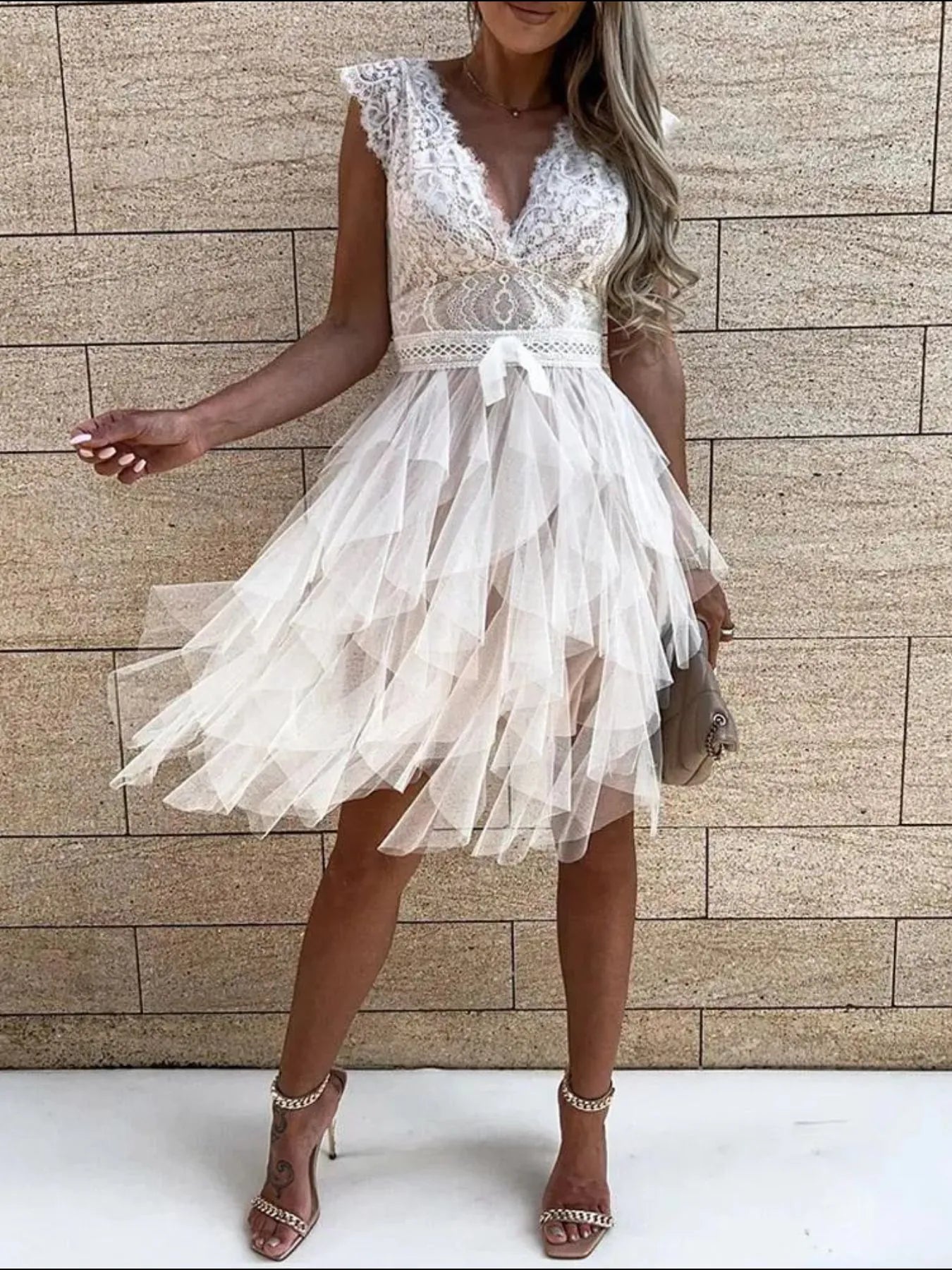 Lace Bodice Layered Tulle Dress - DevilShop