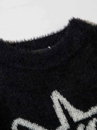 Pull oversize graphique tendance col rond pour un style décontracté - DevilShop