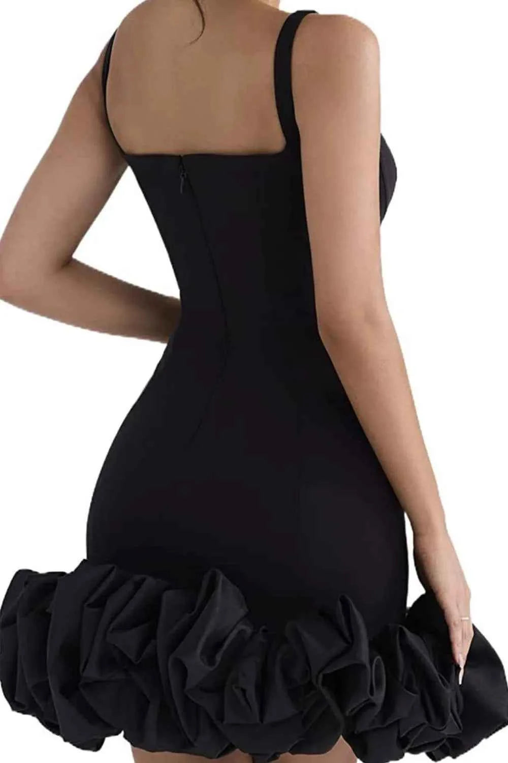 Ruched Square Neck Sleeve Mini Dress - DevilShop
