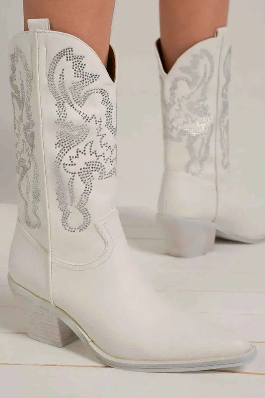 Bottes à bout pointu strass avec élégants détails scintillants - DevilShop