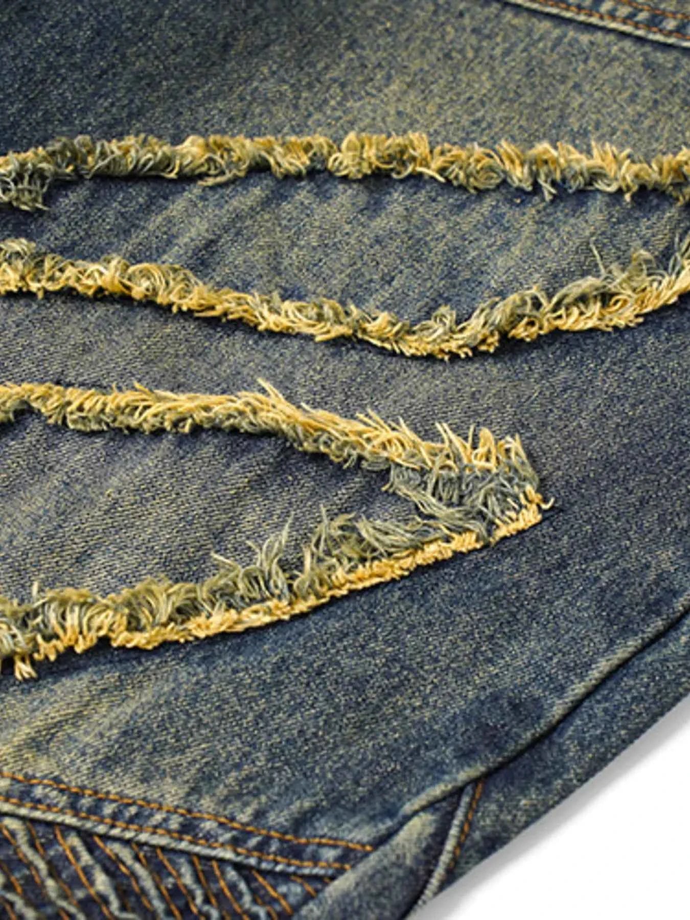 Jean ample effiloché à ourlet tendance - DevilShop