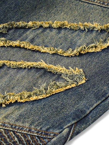 Jean ample effiloché à ourlet tendance - DevilShop