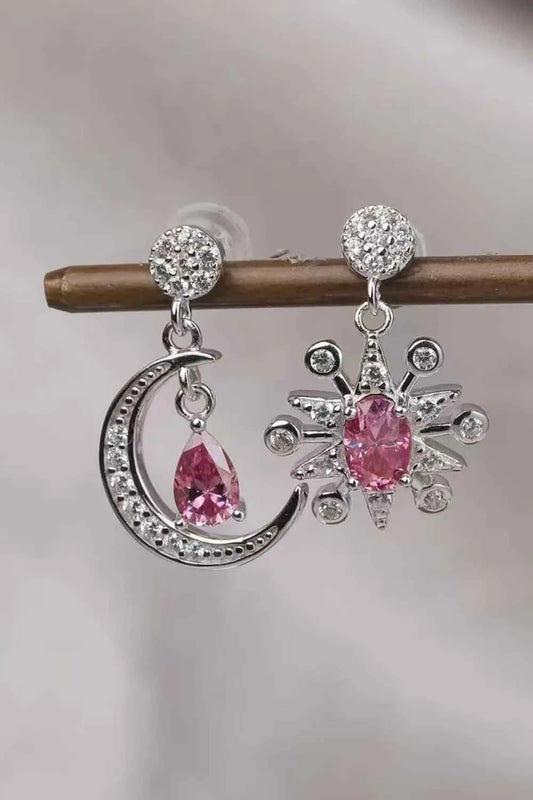 1 Carat Moissanite 925 Sterling Silver Moon & Star Earrings - DevilShop