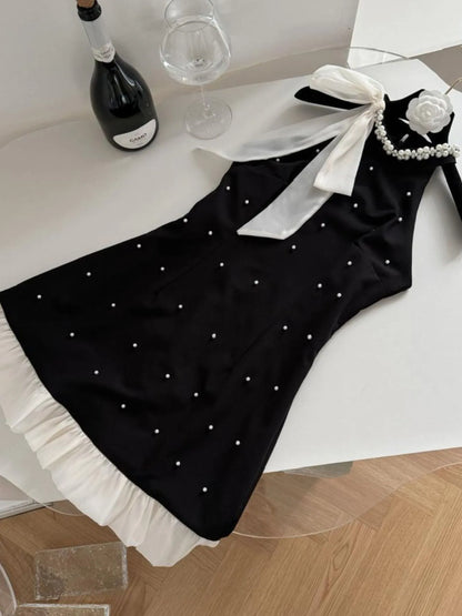 Pearl Detail Sleeveless Mini Dress - DevilShop