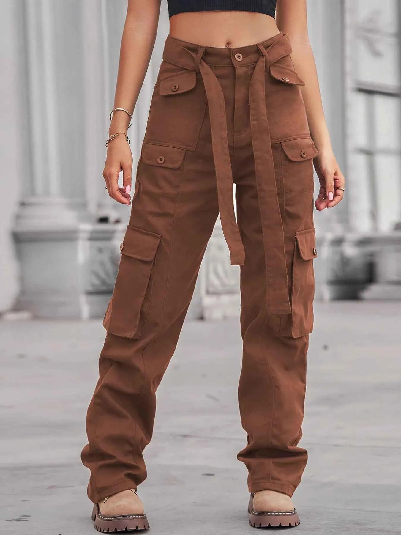 Jean cargo taille haute multi-poches - DevilShop