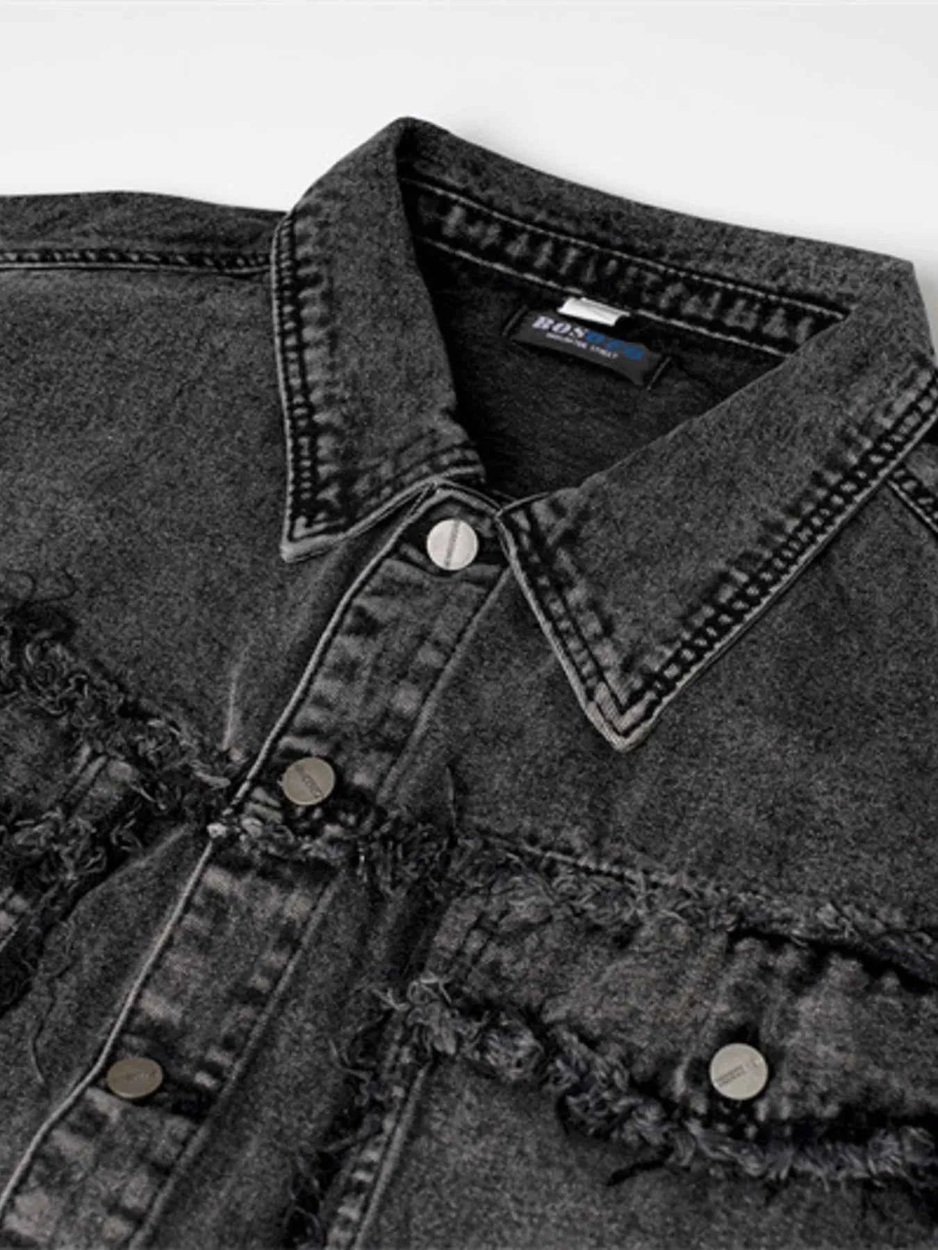 Veste en jean sans manches à boutonnage et ourlet brut - DevilShop