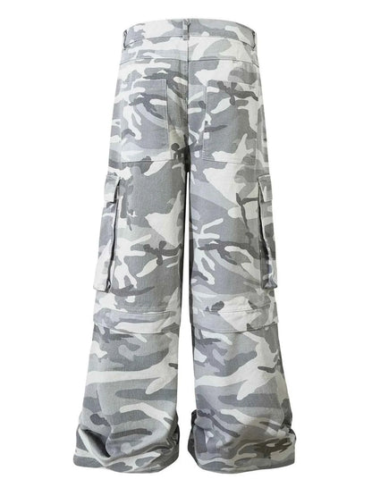 Pantalon cargo camouflage à jambes larges pour homme - DevilShop