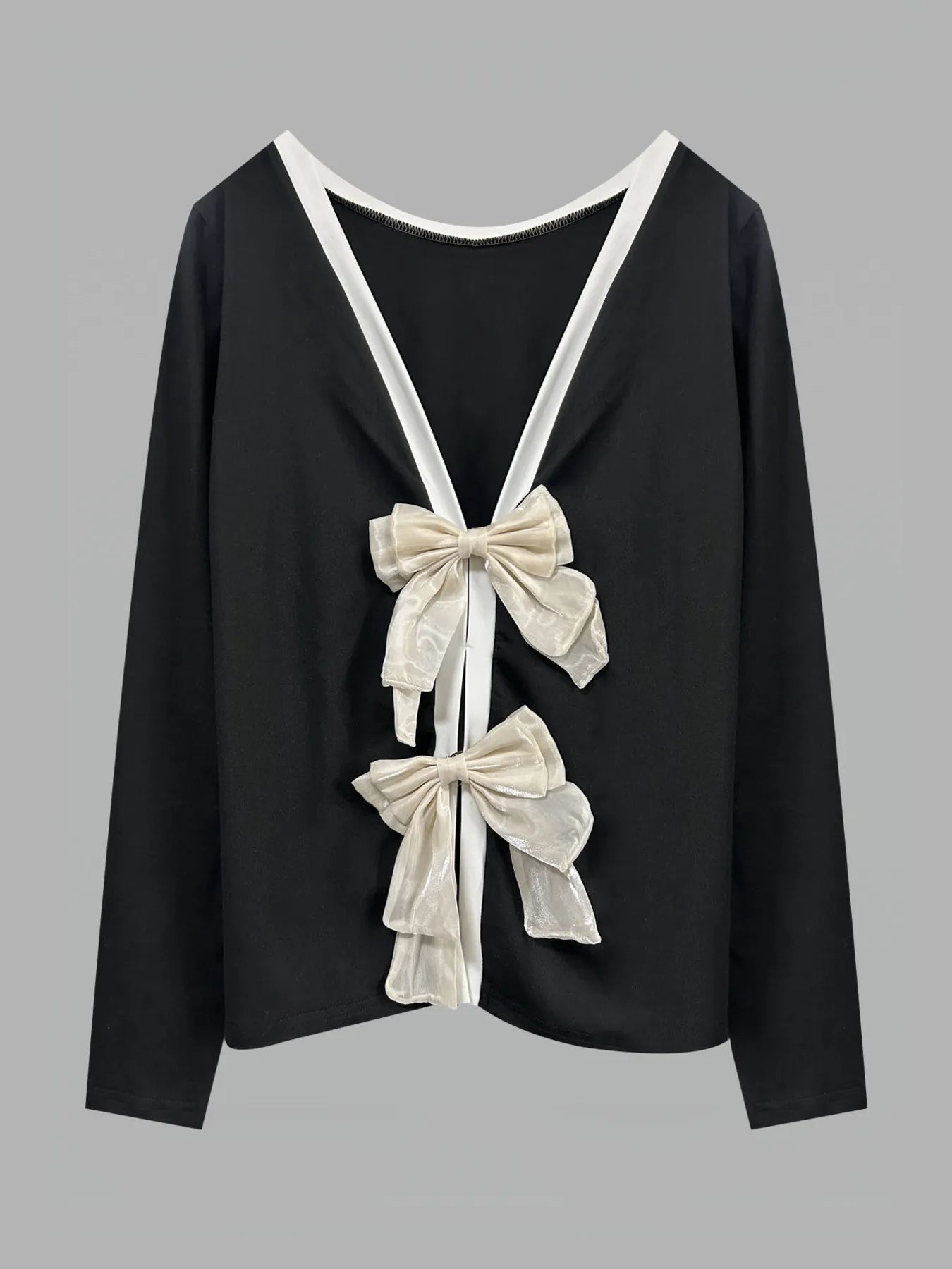 Long Sleeve Bow Tie Back T-Shirt - DevilShop