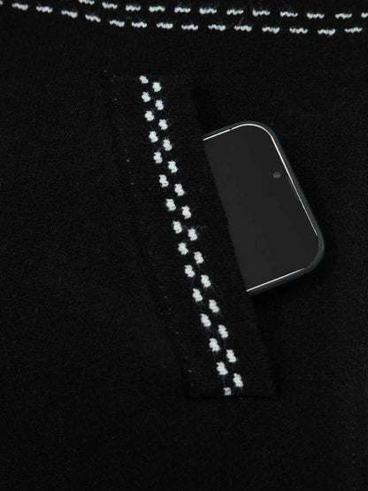 Contrast Trim Button up Sweater Cardigan