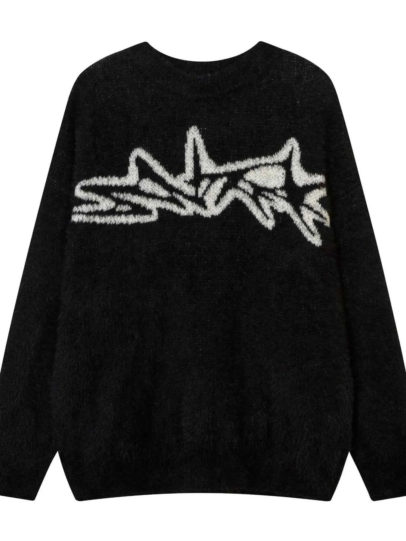 Pull oversize graphique tendance col rond pour un style décontracté - DevilShop